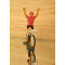 Figurine cycliste : maillot rose du vainqueur du tour d'Italie, bras levés