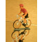 Figurine cycliste : maillot rose du vainqueur du tour d'Italie, en danseuse